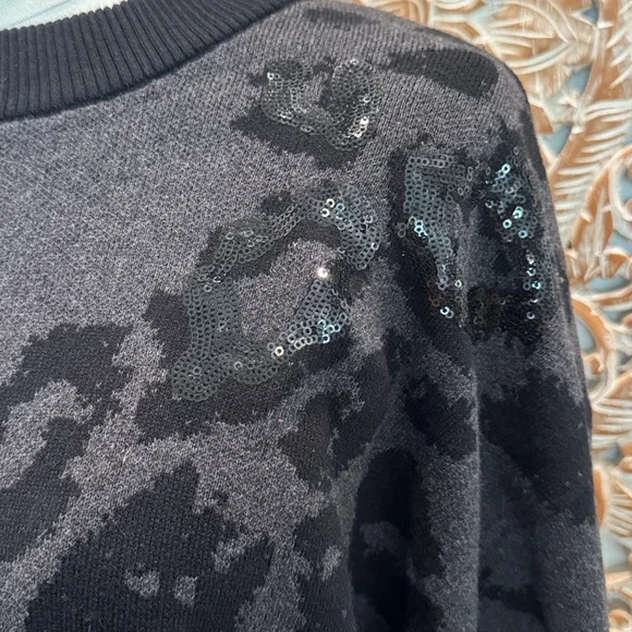 DKNY Women's Animal Print Crewneck Long Sleeve Sweater, Sequin Embellishment - Picture 7 of 15